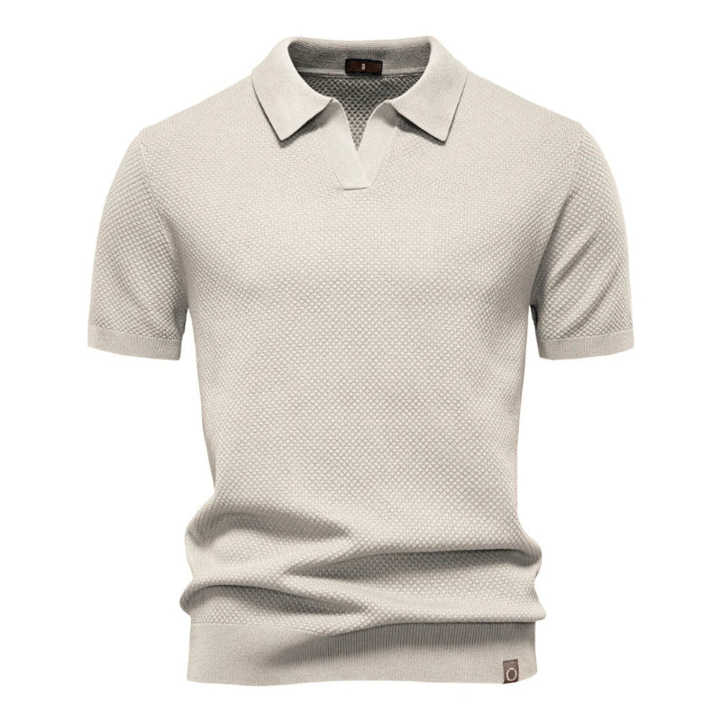 Apricot textured polo shirt on a white background  -Fashlot