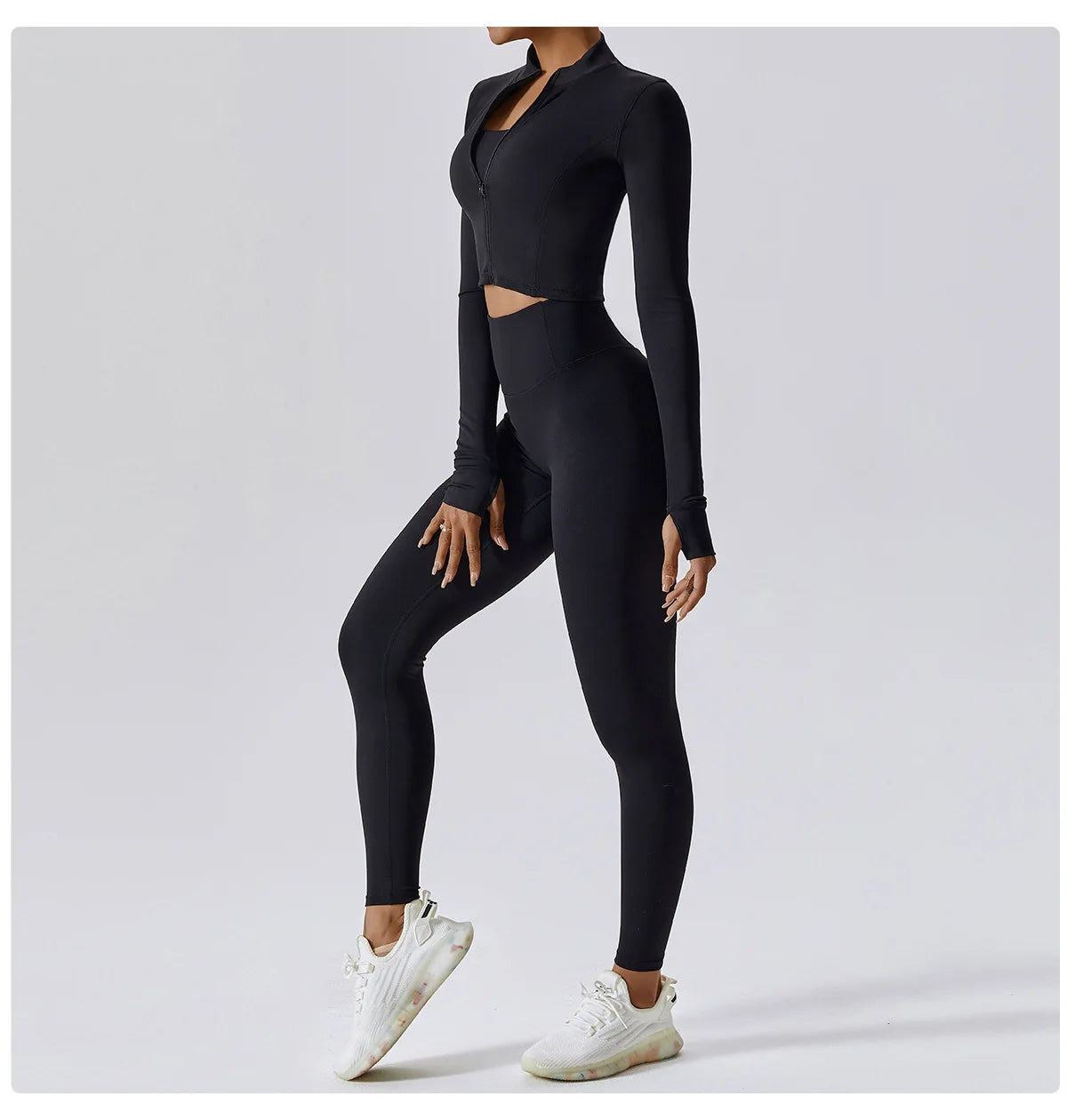 Women’s Black 3 Piece Tracksuit Pants Set – Quick Dry, High Waist, Breathable Activewear - Fashlot