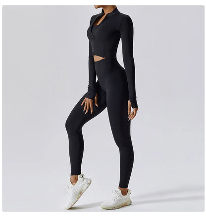 Women’s Black 3 Piece Tracksuit Pants Set – Quick Dry, High Waist, Breathable Activewear - Fashlot