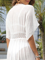 Lace Trim Plunging Maxi Dress Beach Cover Up - Fashlot
