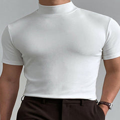 Men’s White Plus Size Mock Neck Short Sleeve T-Shirt – Clean, Modern & Comfortable Fit - Fashlot 