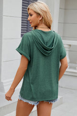 Women’s Stretch Hooded Short Sleeve Tee – Sporty, Soft & Ready for On-the-Go Comfort - Fashlot