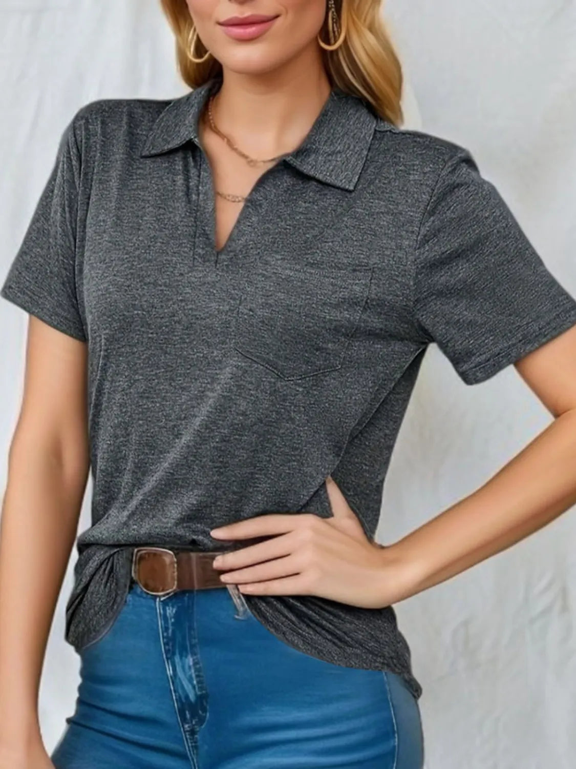 Classic Johnny Collar Short Sleeve T-Shirt - Fashlot 