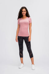 Women's Active T-Shirt – Short Sleeve Round Neck Sports Top for Workouts - Fashlot