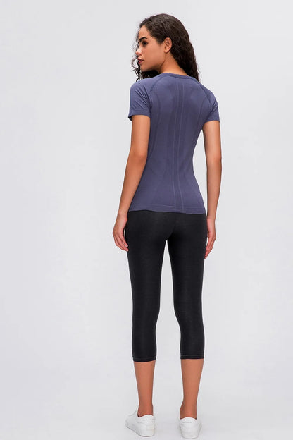 Women's Active T-Shirt – Short Sleeve Round Neck Sports Top for Workouts - Fashlot