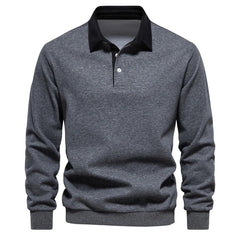 Men’s Quarter Button Collared Neck Long Sleeve Polo Shirt – Effortless Comfort & Everyday Style - Fashlot