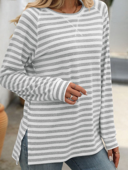 Women’s Classic Striped Long Sleeve Tee – Everyday Comfort with a Timeless Look - Fashlot