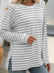Women’s Classic Striped Long Sleeve Tee – Everyday Comfort with a Timeless Look - Fashlot