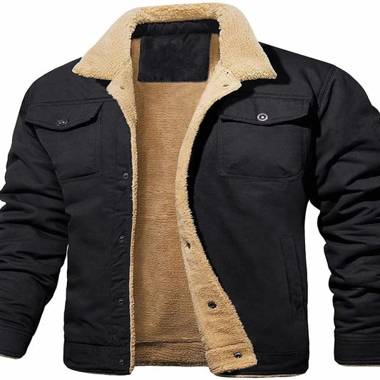 Men's Full Size Sherpa Plush Lined Long Sleeve Jacket – Plus Size - Fashlot