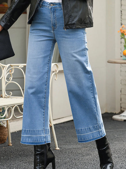 FR High Waist Wide Leg Washed Jeans – Effortless Comfort & Timeless Style - Fashlot