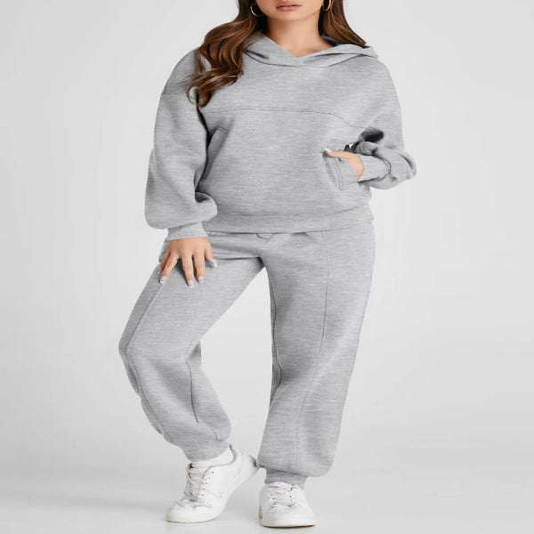 Dropped Shoulder Long Sleeve Hoodie and Pants Active Set - Fashlot