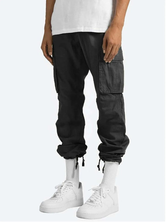 Men’s Black Full Size Drawstring Cargo Pants – Built for Comfort & Everyday Wear - Fashlot
