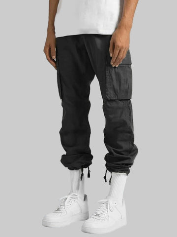 Men’s Black Full Size Drawstring Cargo Pants – Built for Comfort & Everyday Wear - Fashlot