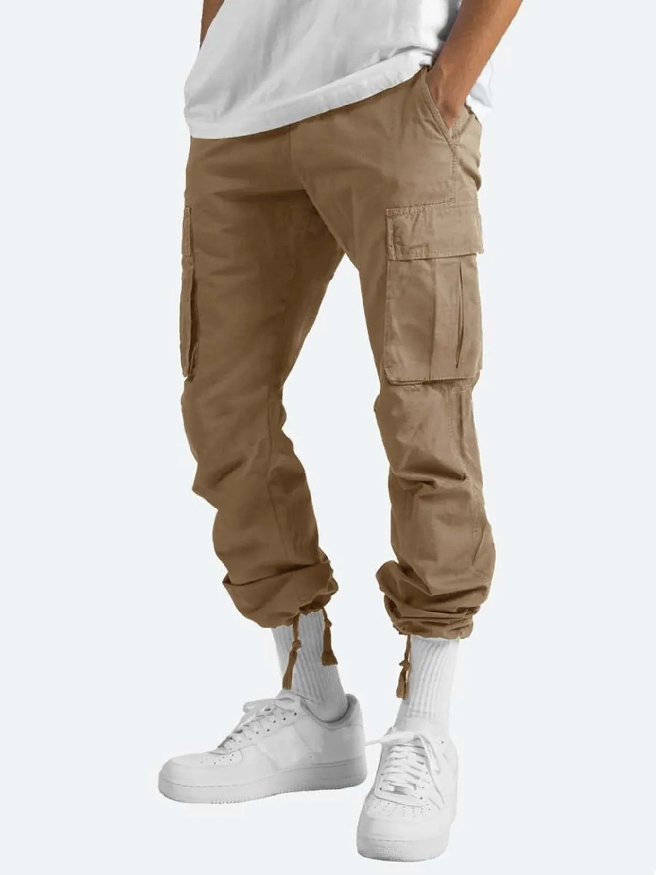Brown Men’s Full Size Drawstring Cargo Pants – Built for Comfort & Everyday Wear - Fashlot