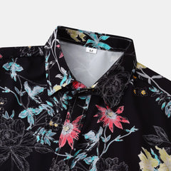 Men's Plus Size Floral Print Short Sleeve Button Down Casual Shirt - Fashlot