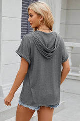 Women’s Stretch Hooded Short Sleeve Tee – Sporty, Soft & Ready for On-the-Go Comfort - Fashlot
