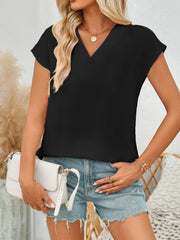 Women’s V-Neck Cap Sleeve Blouse – Light, Feminine & Easy to Style - Fashlot