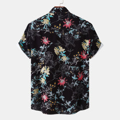 Men's Plus Size Floral Print Short Sleeve Button Down Casual Shirt - Fashlot