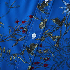 Men's Plus Size Floral Print Short Sleeve Button Down Casual Shirt - Fashlot