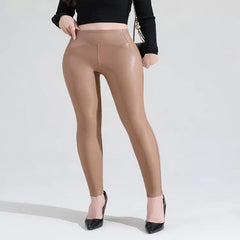 Beige leggings worn by a person on a white background - Fashlot