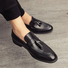 Men’s Modern Leather Tassel Slip-on Loafers - Fashlot