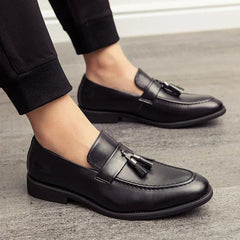 Men’s Modern Leather Tassel Slip-on Loafers - Fashlot