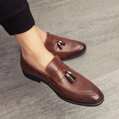 Men’s Modern Leather Tassel Slip-on Loafers - Fashlot
