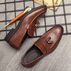 Men’s Modern Leather Tassel Slip-on Loafers - Fashlot
