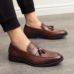Men’s Modern Leather Tassel Slip-on Loafers - Fashlot